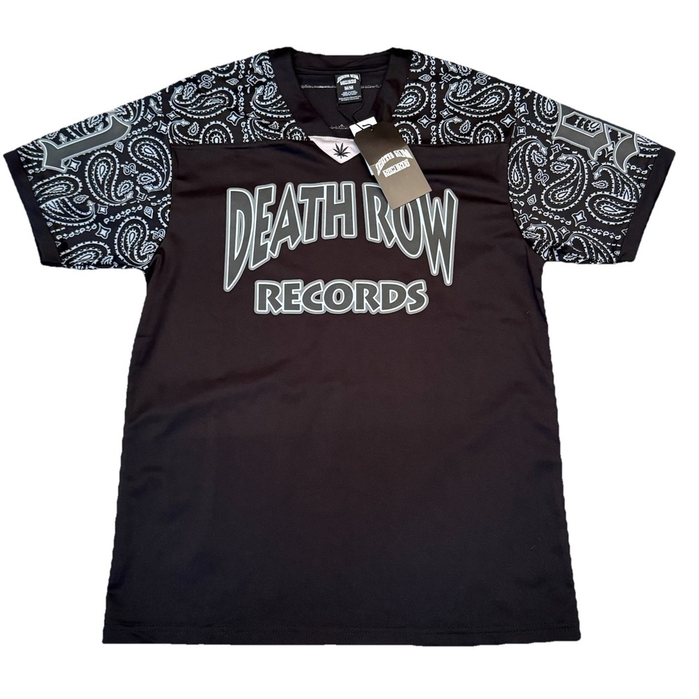 Death Row Records Los Angeles #91 Black Paisley Football Jersey Mens Medium New